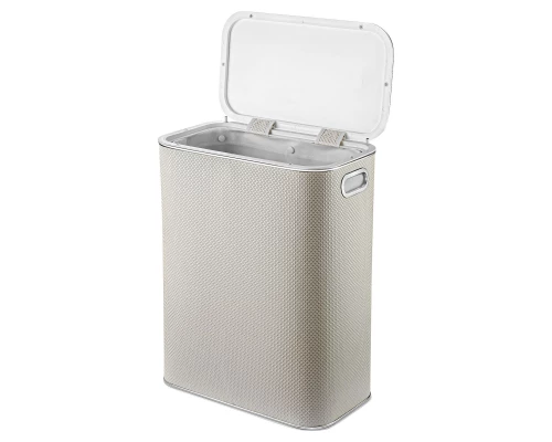 Корзина для белья Geralis RWH-B Ромб белая, кант хром, стандартная