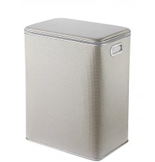 Корзина для белья Geralis RWH-S Ромб белая, кант хром, большая