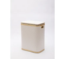 Корзина для белья Geralis SWG-B Ромб стежка, белая, кант золото, стандартная