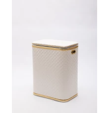 Корзина для белья Geralis SWG-B Ромб стежка, белая, кант золото, стандартная