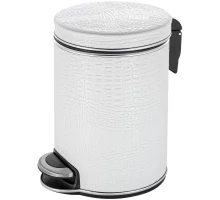 Ведро для мусора 5л Geralis V-KWH-B CROCO белое, кант хром