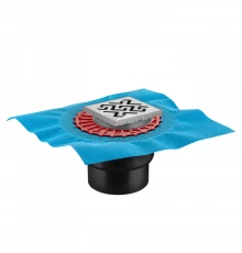 Трап водосток ZENTRUM Antik 100х100, матовый хром, выпуск D50/75/110 H74 вертикальный, BERGES