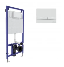 Инсталляция  для скрытого монтажа унитаза NOVUM кнопка F1 белая, BERGES