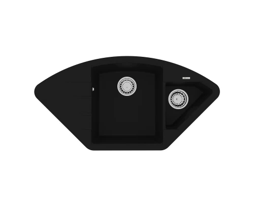 Кухонная мойка Lemark IRKANA 980 врезная угловая с доп. чашей и крылом из кварцгранита, Антрацит 