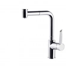 Смеситель высокий для кухни однорычажный с выдвижной лейкой и поворотным изливом KITCHEN 381901H2MC