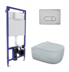 Комплект для монтажа  подвесного унитаза: инсталляция NOVUM525, кнопка D3 хром глянец, унитаз EGO XL