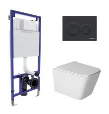 Комплект: инсталляция NOVUM кнопка O5 Soft Touch черная, унитаз SIGMA Rimless 52 см, сиденье дюропла