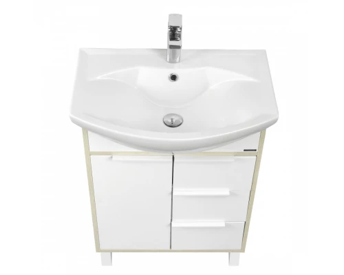 Тумба РИКО 65, белая, ясень фабрик (под раковина СМАЙЛ 65)