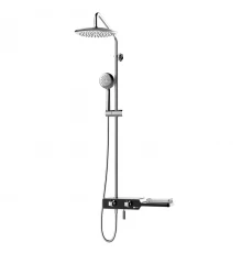 Tropic Смеситель для ванны-душа, пов.аэратор верх.лейка'Троп.дождь',Терм, хром/черный, LM,LM7009C