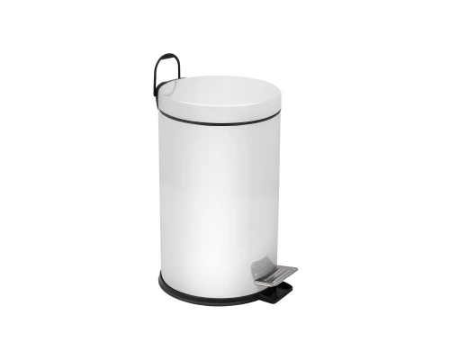 Ведро-контейнер для мусора с педалью 12 л, белое,  BERGES