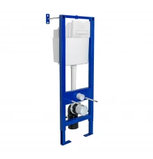 Инсталляция  для скрытого монтажа унитаза АТОМ Line 410 кнопка белая, BERGES