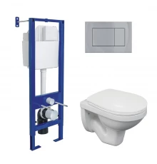 Комплект: инсталляция ATOM кнопка хром глянец, унитаз Gamma, сиденье полипропилен Gamma PS, микролиф