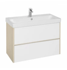 Тумба СКАНДИ 90, белая, дуб верона (под раковину АДРИАНА 90) 