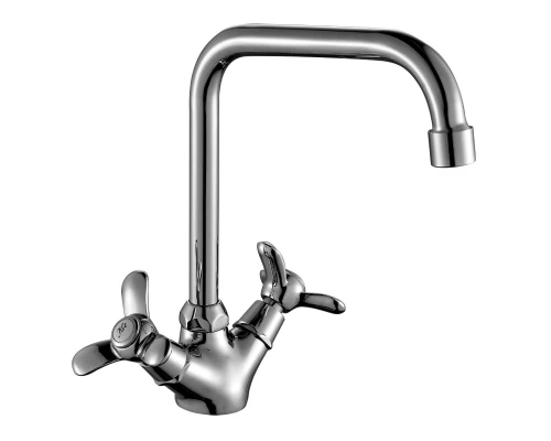 Q02 Смеситель для кухни, пов.излив 177мм, р/ДВ, хром, ROS, Q02-72