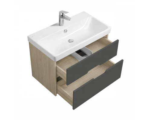 Тумба ОЛИВИЯ 80 повесная, 2 ящ., грей/дуб ойстер (под раковину АДРИАНА 80)