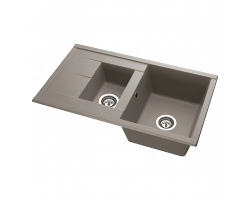 Мойка для кухни  Делия 87 870x510x218 мм, прямоуг. с крылом и доп. чашей, серый шелк