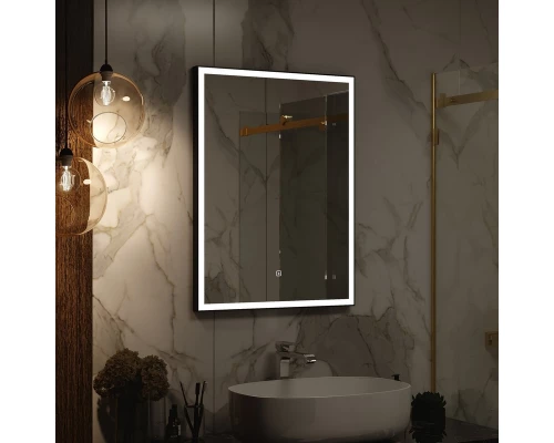 Зеркало Frame Black LED 600х800