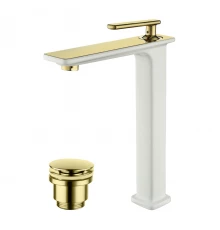 Mista Смеситель для раковины, выс.монолит.излив , р/ОД,25мм, золото, LM, LM6409WG