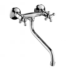 G02 Смеситель для кухни, пов.излив 299мм на стену, р/ДВ, хром, ROS, G02-74