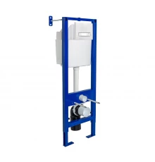 Инсталляция  для скрытого монтажа унитаза АТОМ Line 410 кнопка белая/хром глянец, BERGES