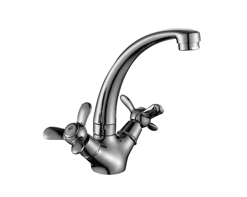 Q02 Смеситель для кухни, пов.излив 117мм, р/ДВ, хром, ROS, Q02-64