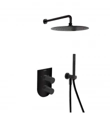 Встраиваемая душевая система с тропическим душем и душевым комплектом TZAR K3415021NM матовый черный