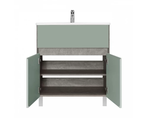 Тумба ФОРЕСТ 75, 1 ящ., 2 дв., дуб рошелье/сумеречный голубой (под раковину ЭЛИНА 75)