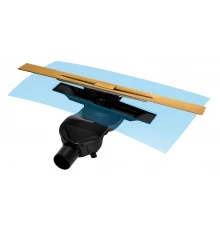 Желоб водосток SIMPEL 600, золото глянец, S-сифон D50 H60 боковой, BERGES