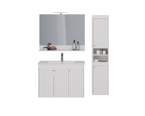 Зеркало Lemark ROMANCE 100 см с полкой, цвет: Белый глянец