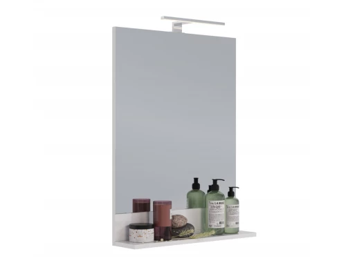 Зеркало Lemark ROMANCE 60 см с полкой, цвет: Белый глянец