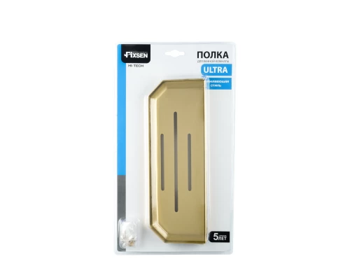 Полка прямоугольная одноэтажная FIXSEN Hi-Tech, золото-сатин FX-843G)