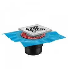 Трап водосток ZENTRUM Antik 150х150, матовый хром, выпуск D50/75/110 H74 вертикальный, BERGES