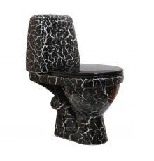 ПРЕМЬЕР Унитаз-компакт с арматурой, сиденьем, креплением, черный кракелюр ROSA