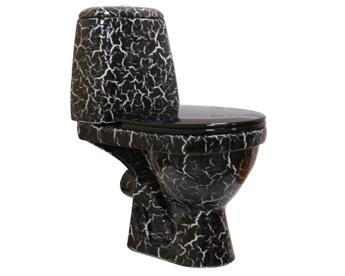 ПРЕМЬЕР Унитаз-компакт с арматурой, сиденьем, креплением, черный кракелюр ROSA