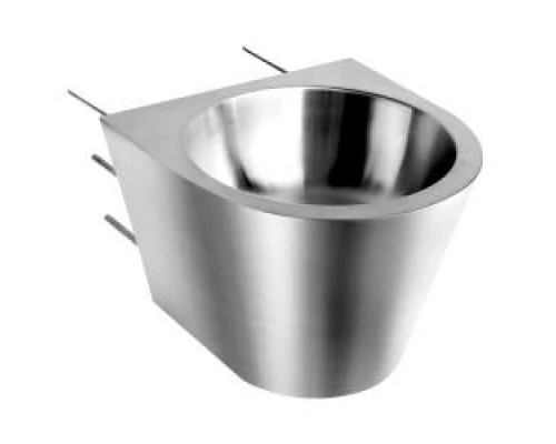 Раковина из нержавеющей стали настенная  круглая c антивандальным креплением, шт