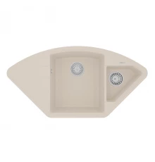 Кухонная мойка Lemark IRKANA 980 врезная угловая с доп. чашей и крылом из кварцгранита, Шампань 