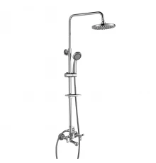 Q02 Смеситель для душа, пов.излив 99мм с верх.лейкой 'Троп.дождь', р/ДВ, хром, ROS, Q02-46