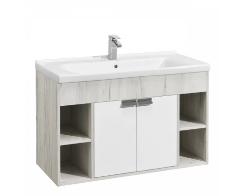 Тумба ФЛАЙ 100, белая, дуб крафт (под раковину МИРАНДА 100)