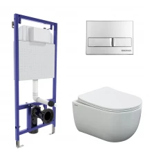 Комплект для монтажа  подвесного унитаза: инсталляция NOVUM525, кнопка L3 хром глянец, унитаз VENTAS