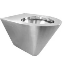 Унитаз из нержавеющей стали без сливного бака треугольный глянцевый 380х355х540