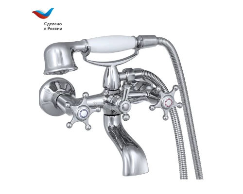 ГОРОД Смеситель для ванны с коротким литым изливом, двуручный, СЛАВЕН, И30