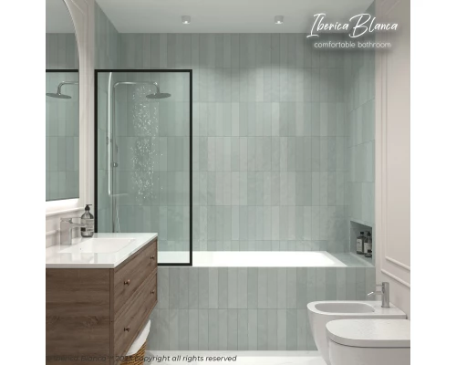 Шторка для ванны IBERICA BLANCA Mod.406 неподвижная прозрачное стекло/черный 70х140см (IB406.SB.140.70)