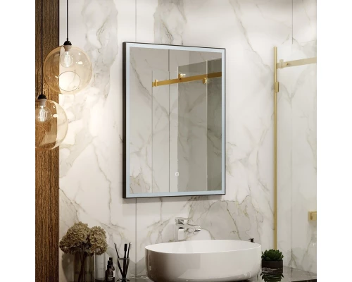 Зеркало Frame Black LED 600х800