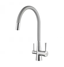 Comfort Смеситель для кухни, гиб.излив 228мм фильтр.воды, р/ОД, хром/сер, LM, LM3075C-Silver