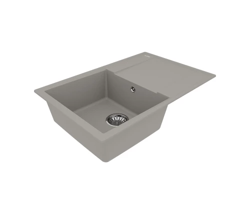 Кухонная мойка Lemark IMANDRA 760 врезная прямоугольная с крылом из кварцгранита, Грей