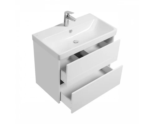 Тумба СКАНДИ 80, универс., 2ящ., белый матовый/белый глянец (под раковину АДРИАНА 80)