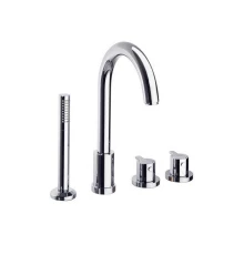 Термостатический смеситель на борт ванны однорычажный с изливом и душевым комлектом DRAKO 333303TM