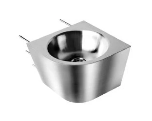 Раковина из нержавеющей стали настенная  полукруглая c антивандальным креплением левая, шт