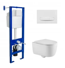 Комплект: инсталляция ATOM Line 410 кнопка белая, унитаз Tornas, сидение дюропласт Tornas Slim SO, м