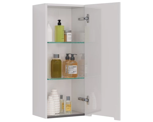 Полупенал Lemark BUNO 35 см подвесной, 1 дверный, правый, цвет планки: Серый, цвет корпуса, фасада: 